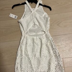 Hollister white halter lace dress